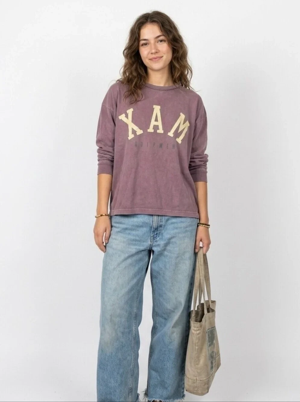 XAM Equipment Vintage 90s Garment Dyed Long Sleeve Plum Purple Top One Size